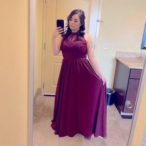 Morilee Madeline Gardner | Burgundy Chiffon Maxi Dress | Size 12